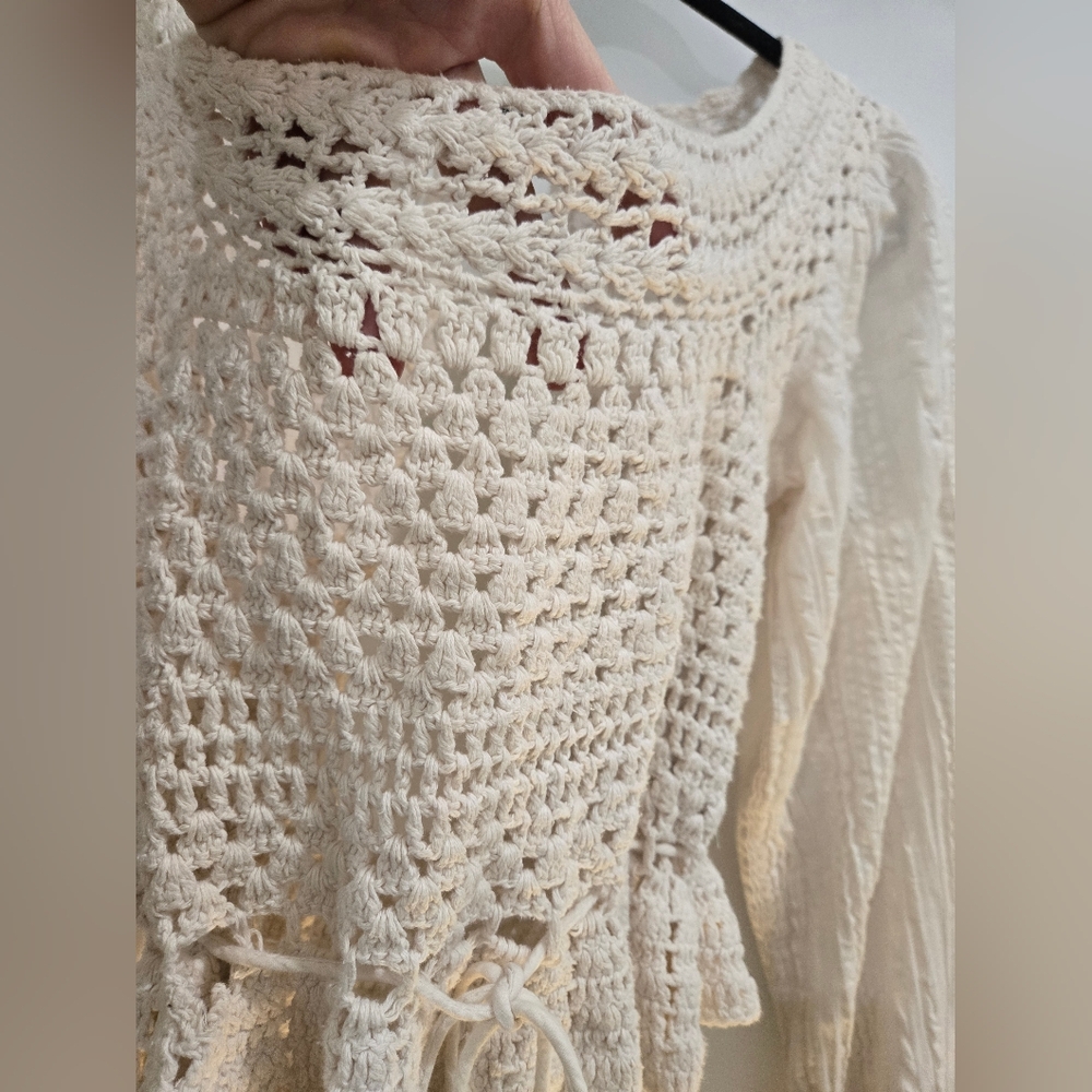 Free People Megan Off White Crochet Blouse - Picture 11 of 14